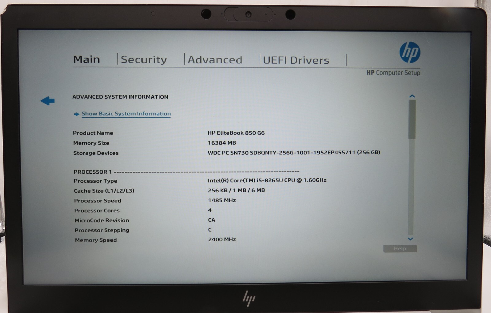HP EliteBook 850 G6-15.6″-i5-8265U@1.60GHz-16GB RAM-256GB M.2 NVME-NO OS *READ*