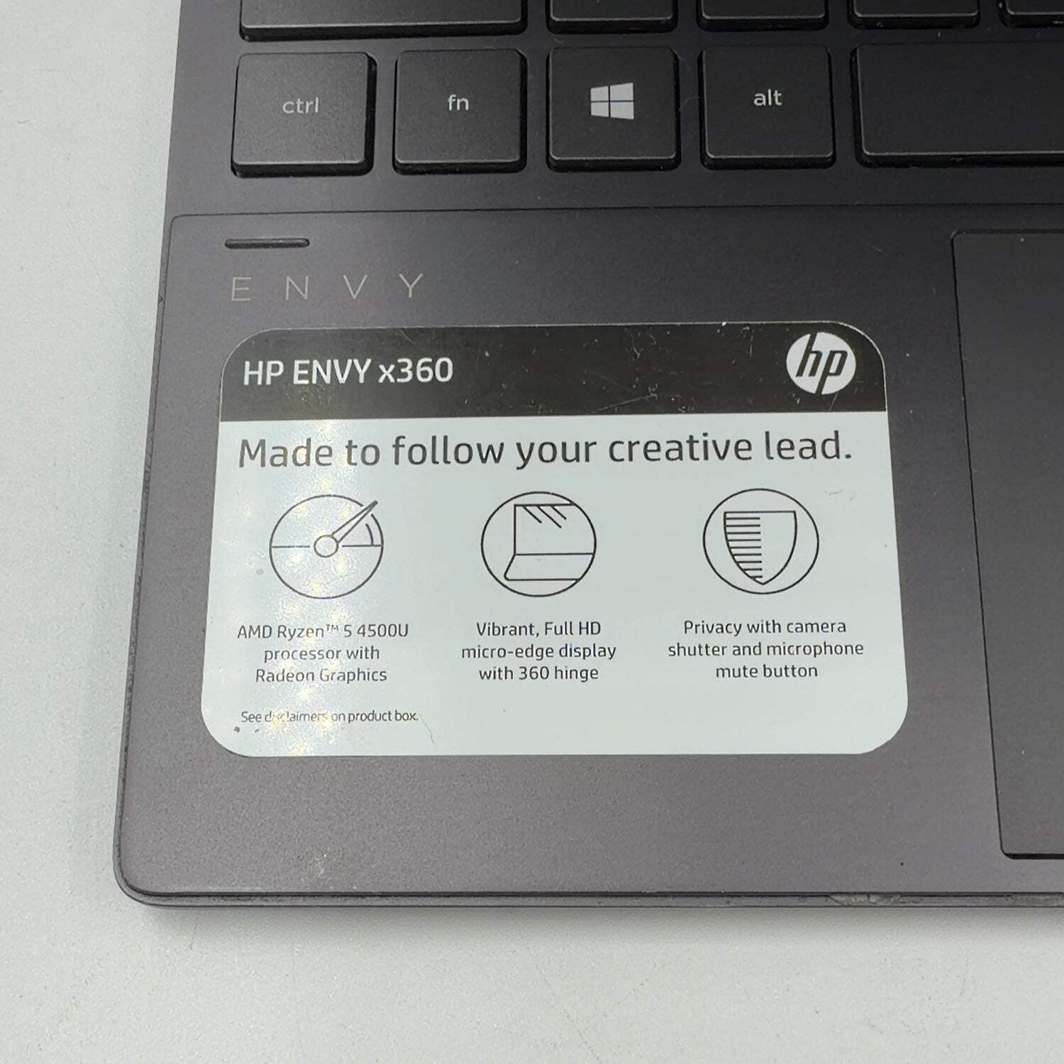 Broken HP Envy x360 15M-EE013DX Ryzen 5 4500U 8GB RAM 256GB SSD Cracked Screen