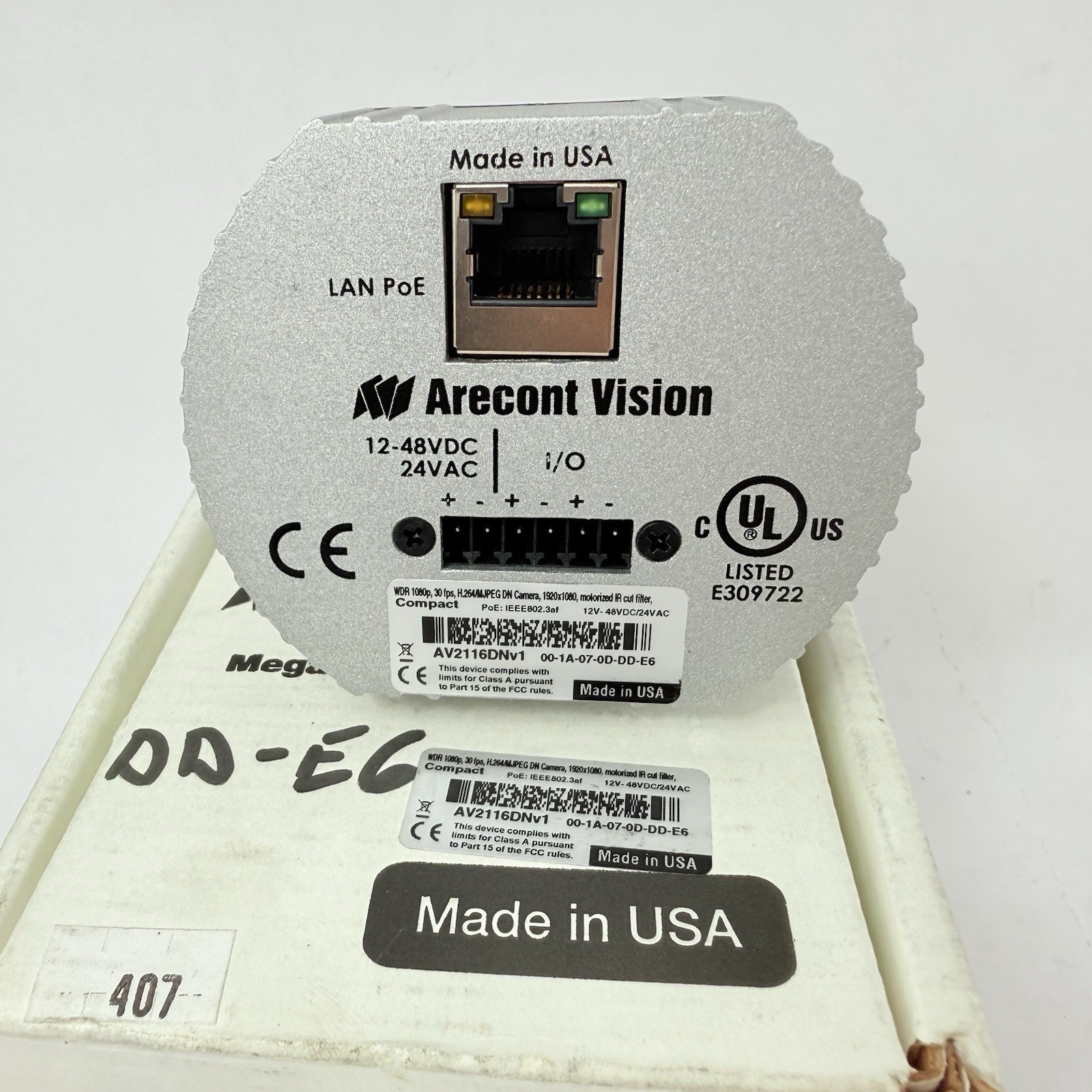 Arecont Vision AV2116DNv1 MegaVideo Camera H.264 + MPL33-12A Lens – New Open Box