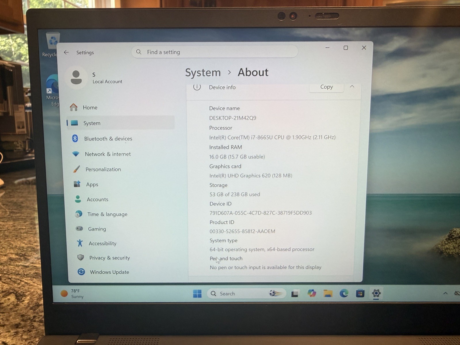 Lenovo ThinkPad X1 Carbon Gen 7 i7‑8665U 16GB 256 GB SSD 14″ FHD Win 11 Pro