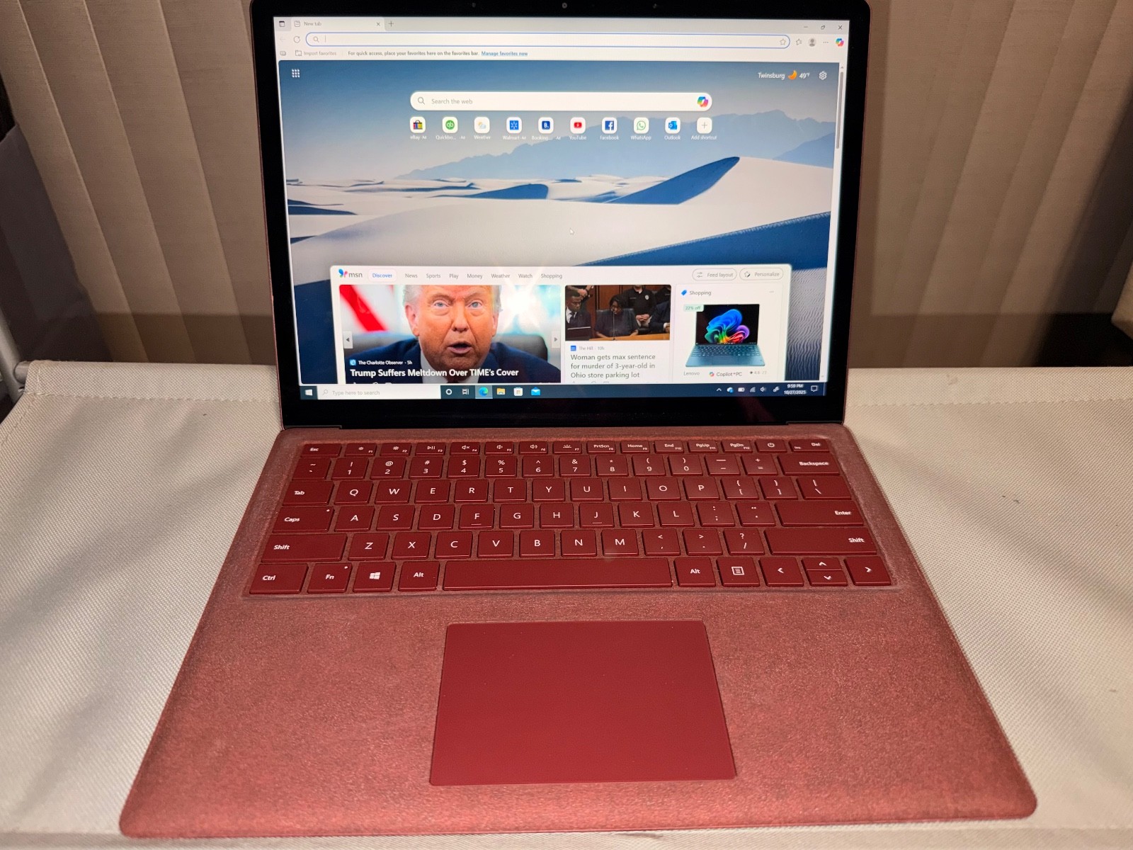 Windows10 Pro 13in. Burgundy Microsoft Surface laptop perfect condition.