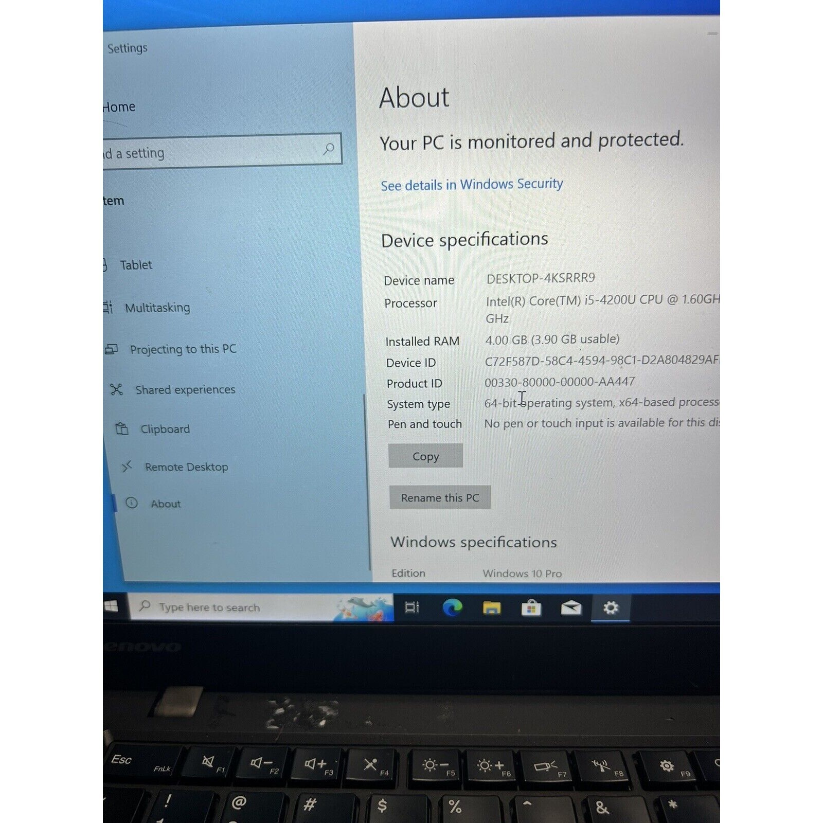 Lenovo T440s Laptop 4th Gen i5 4200u 1.6Ghz 4GB 120GB Windows 10 pro W/ Charger