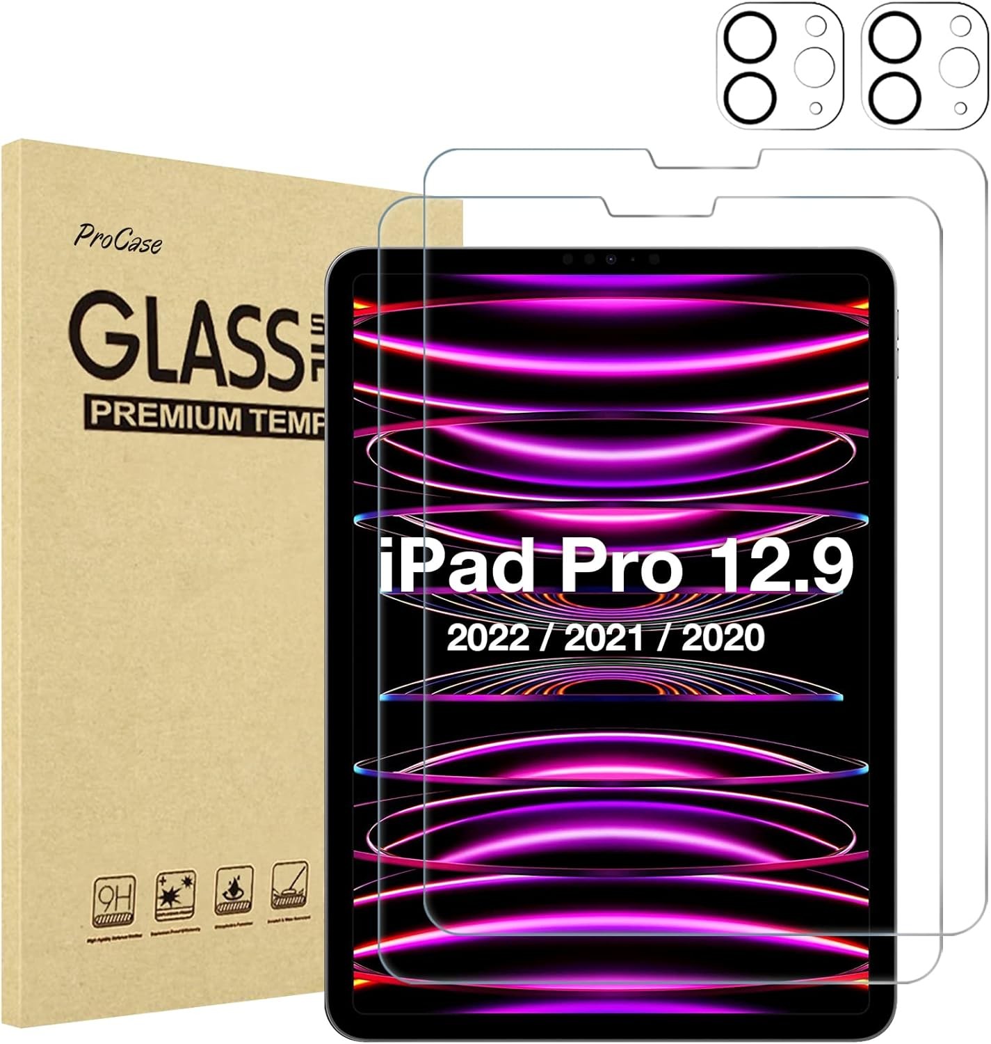 Screen Protector for iPad Pro 12.9 inch 6th 5th 4th Generation with Lens Protect