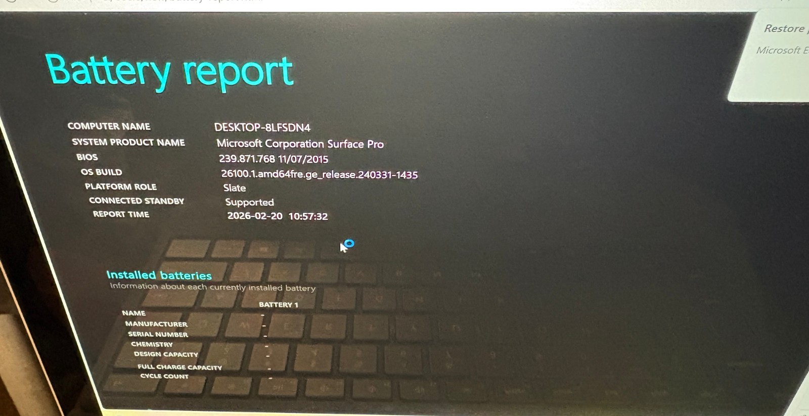 Microsoft Surface Pro 5 12″ 2.6GHz i5-7300U 256GB SSD 8GB RAM Win 11 ; 6175411