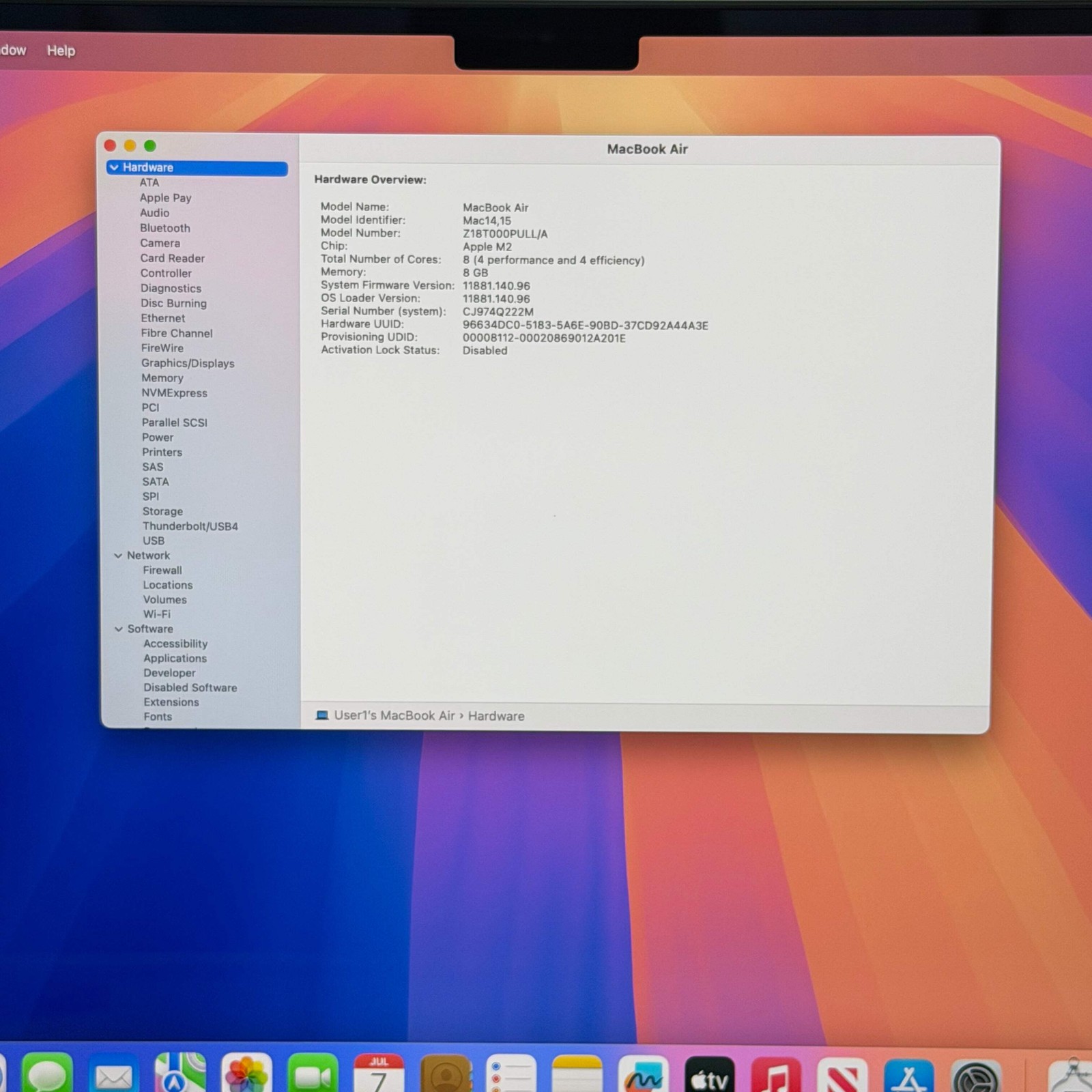 Apple MacBook Air 15″ M2 10C GPU 3.5GHz 8GB RAM 256GB SSD A2941
