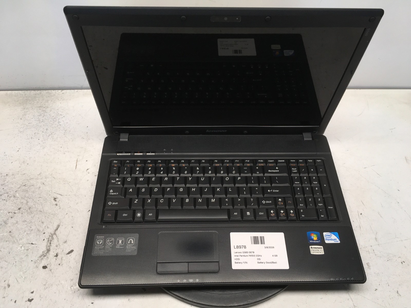 Lenovo G560 0679 Intel Pentium P6100 2GHz 4 GB NO HDD
