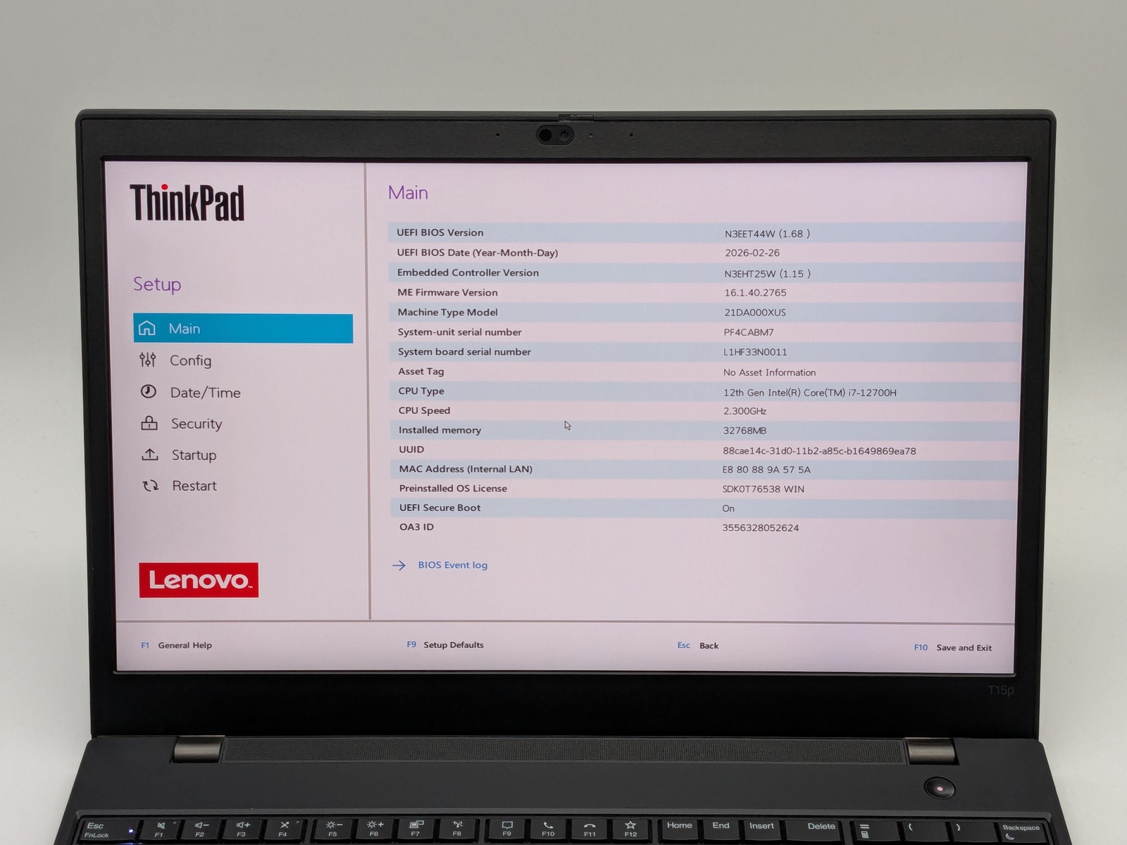 Lenovo ThinkPad T15p Gen 3 15″ 4K I7-12700H 1TB SSD 32GB W11P GeForce RTX 3050