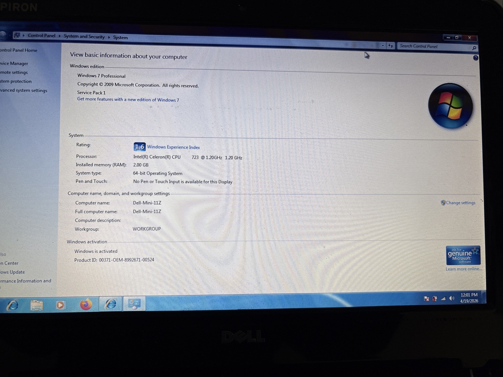 👀 look 👀 Dell Mini Obsidian 11Z Black 11.6″ inch P03T netbook laptop Wndows 7
