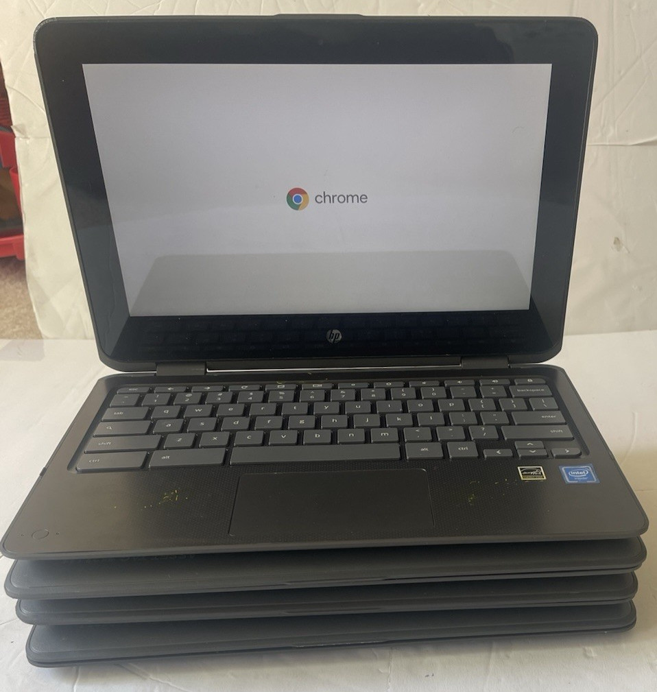 Lot of 4 HP X360 11.6″ Chromebook 2-in-1 TOUCHSCREEN 4GB RAM 32GB *SEE PHOTOS*