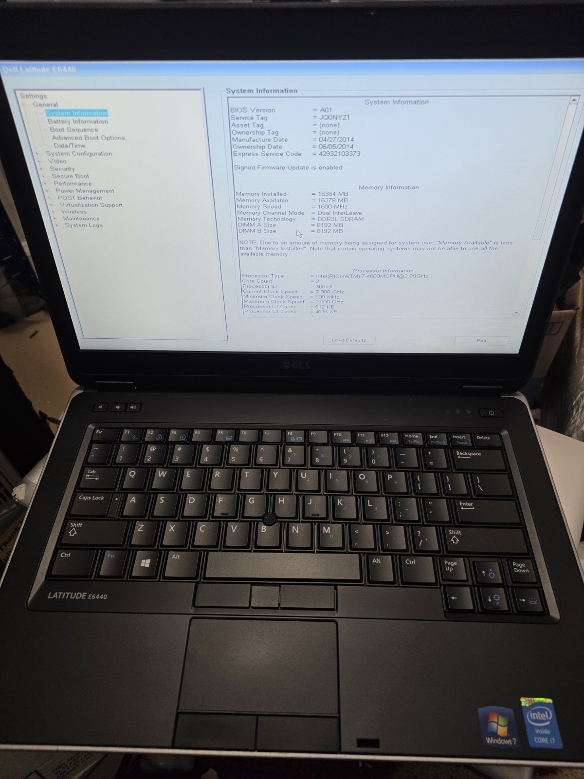 Dell Latitude E6440,Intel Core I7-4600@2.90ghz,16GB RAM 256GB SSD WIN 10