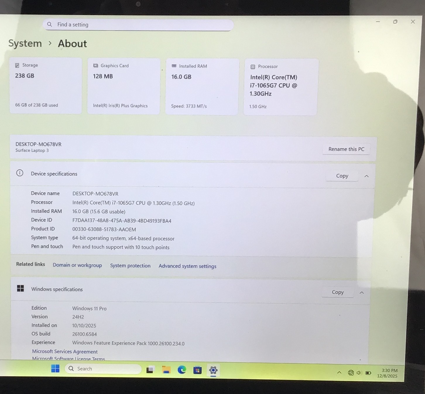 Microsoft Surface 1868 Laptop Gen 3 i7-1065G7 16GB 256GB SSD “READ”