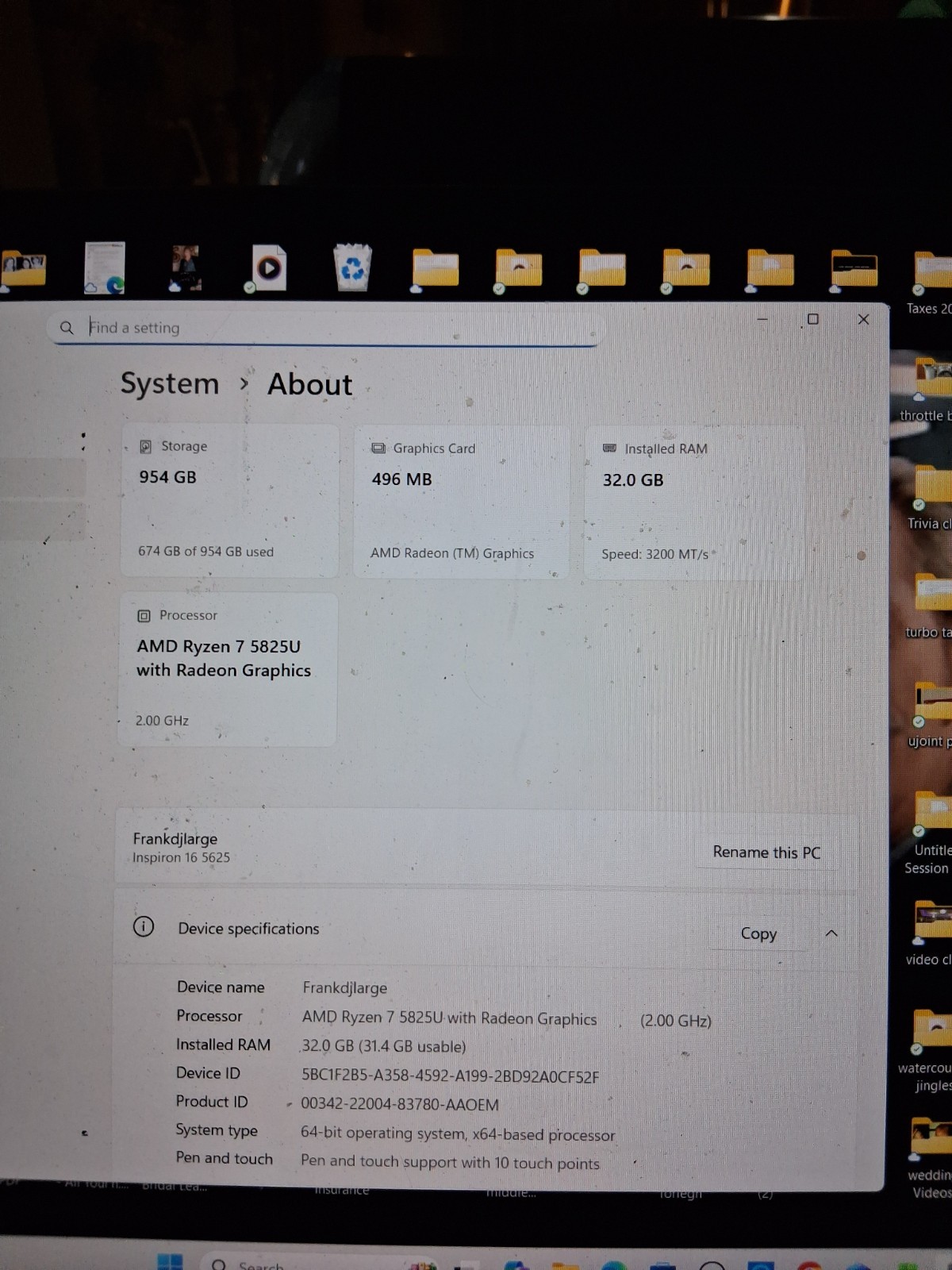 dell inspiron 16 touch screen laptop- ram upgraded from 16 ram to 32 ram
