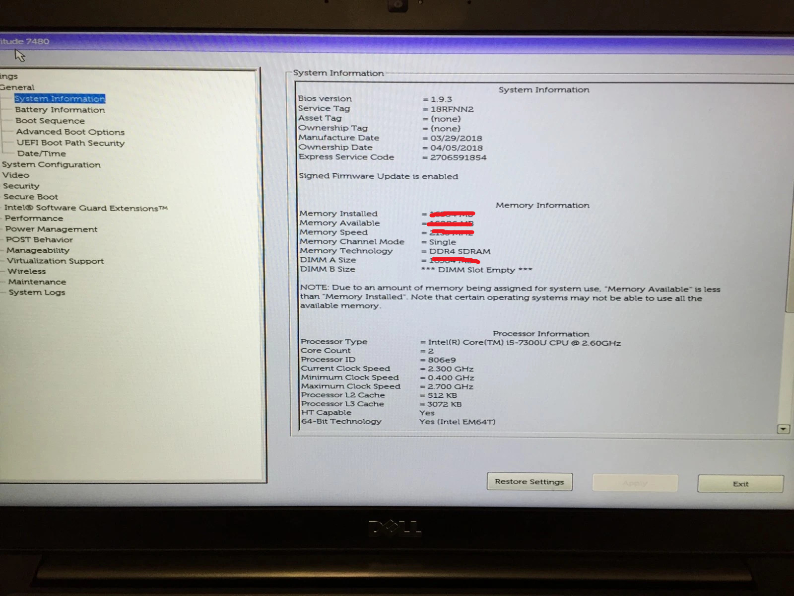 Dell Latitude 7480 14″ FHD i5-7300U Barebones Laptop – NO RAM/SSD/AC/Battery