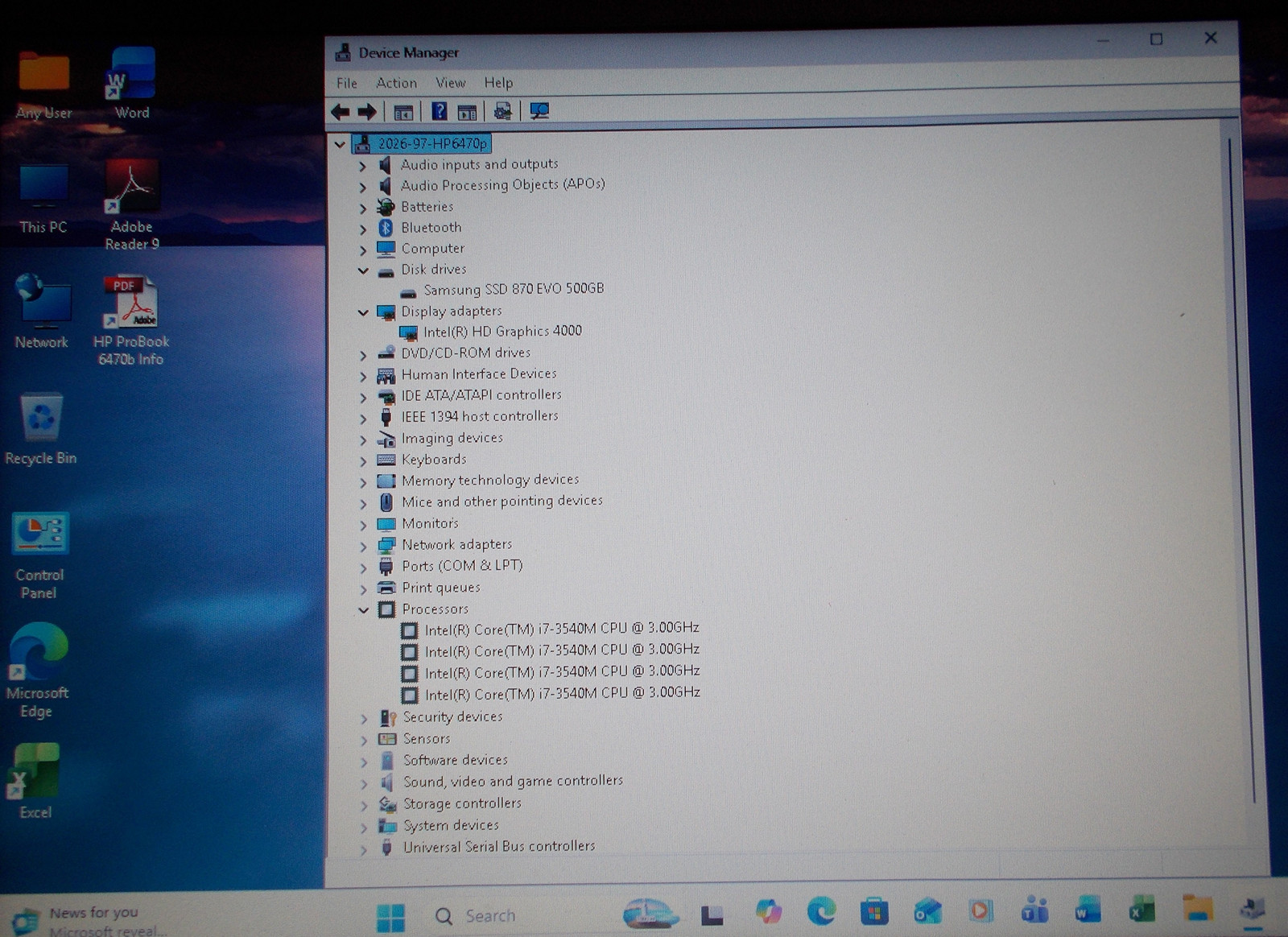 HP ProBook 6470b 3.00 GHz 500 GB SSD 16 GB RAM Win-11 MS Office – Maxed Out READ