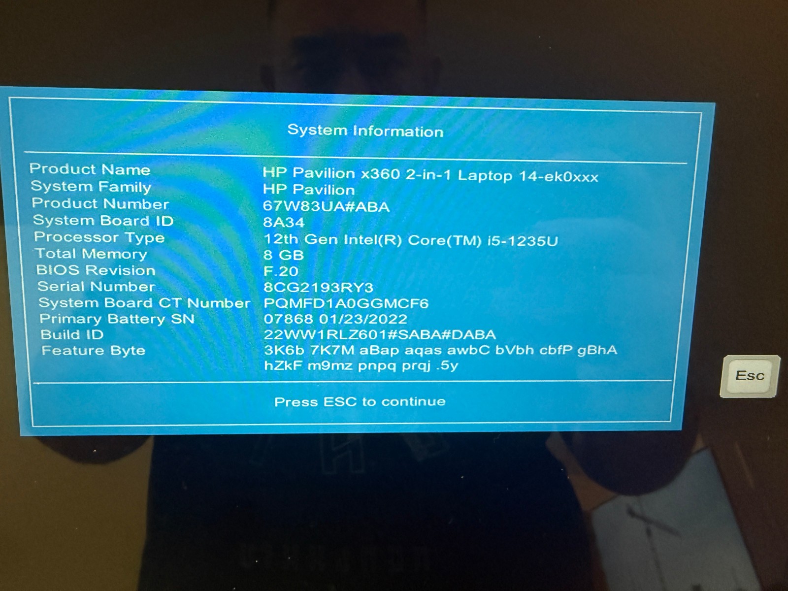 Hp Pavilion x360 2-in-1 Laptop 14-ek0xxx 14″ i5-1235u 8GB 512GB – for parts.