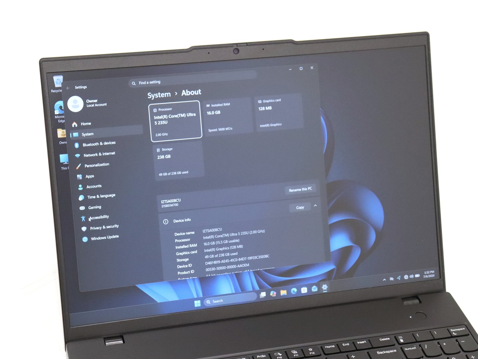 Lenovo ThinkPad L16 Gen 2 16.0″ Ultra 5 235U 16GB 256GB NVMe W11P Warranty 2029