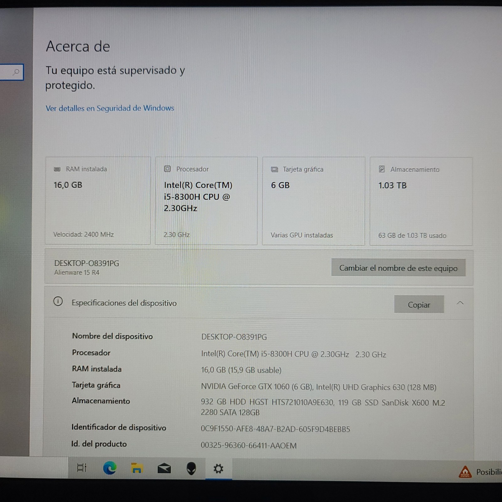 ALIENWARE 15 R4 GAMING LAPTOP CORE i5-8300H 16GB RAM GTX 1060 128GB NVMe 1TB HDD