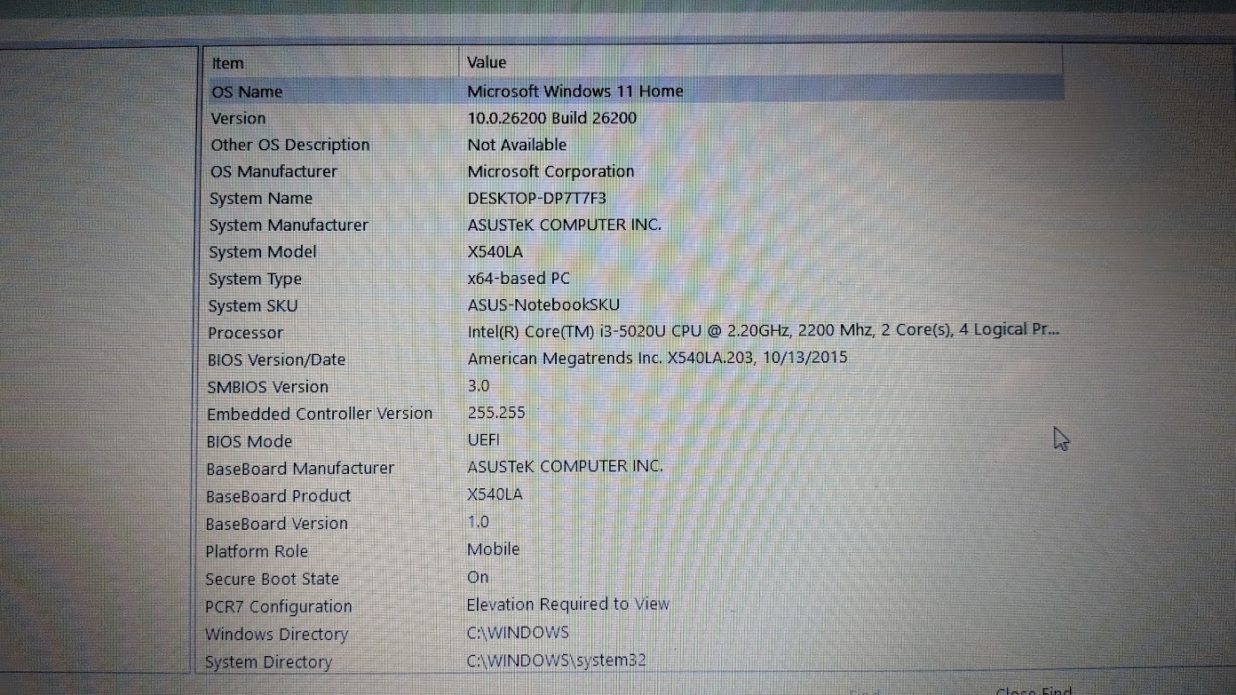 ASUS X540LA 15.6″ Notebook i3-5020U CPU 4GB RAM HDD Windows 11 – yes 11