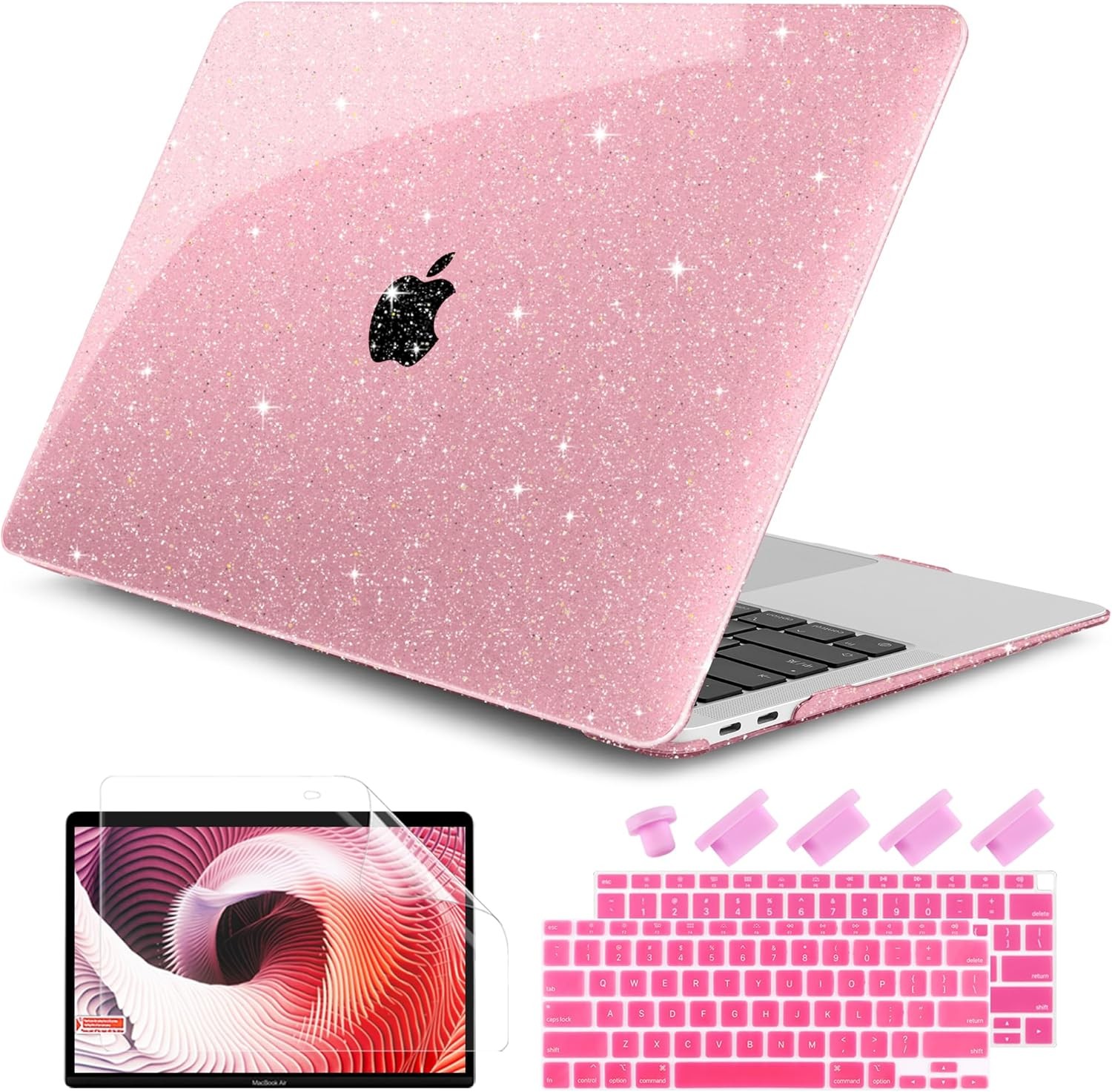 MacBook Air 13 inch Case 2021-2018 Release A2337 M1 A2179 A1932, Sparkly Pink