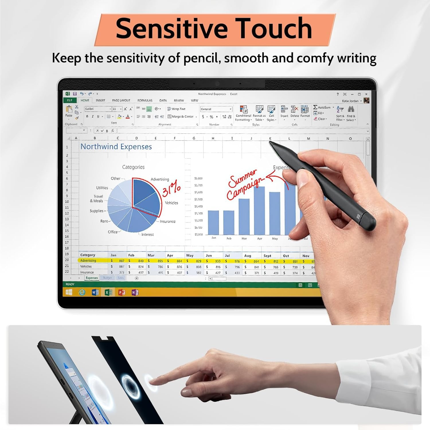 Magnetic Privacy Screen for 12.4 inch Microsoft Surface Laptop Go 3/2/1 Removabl