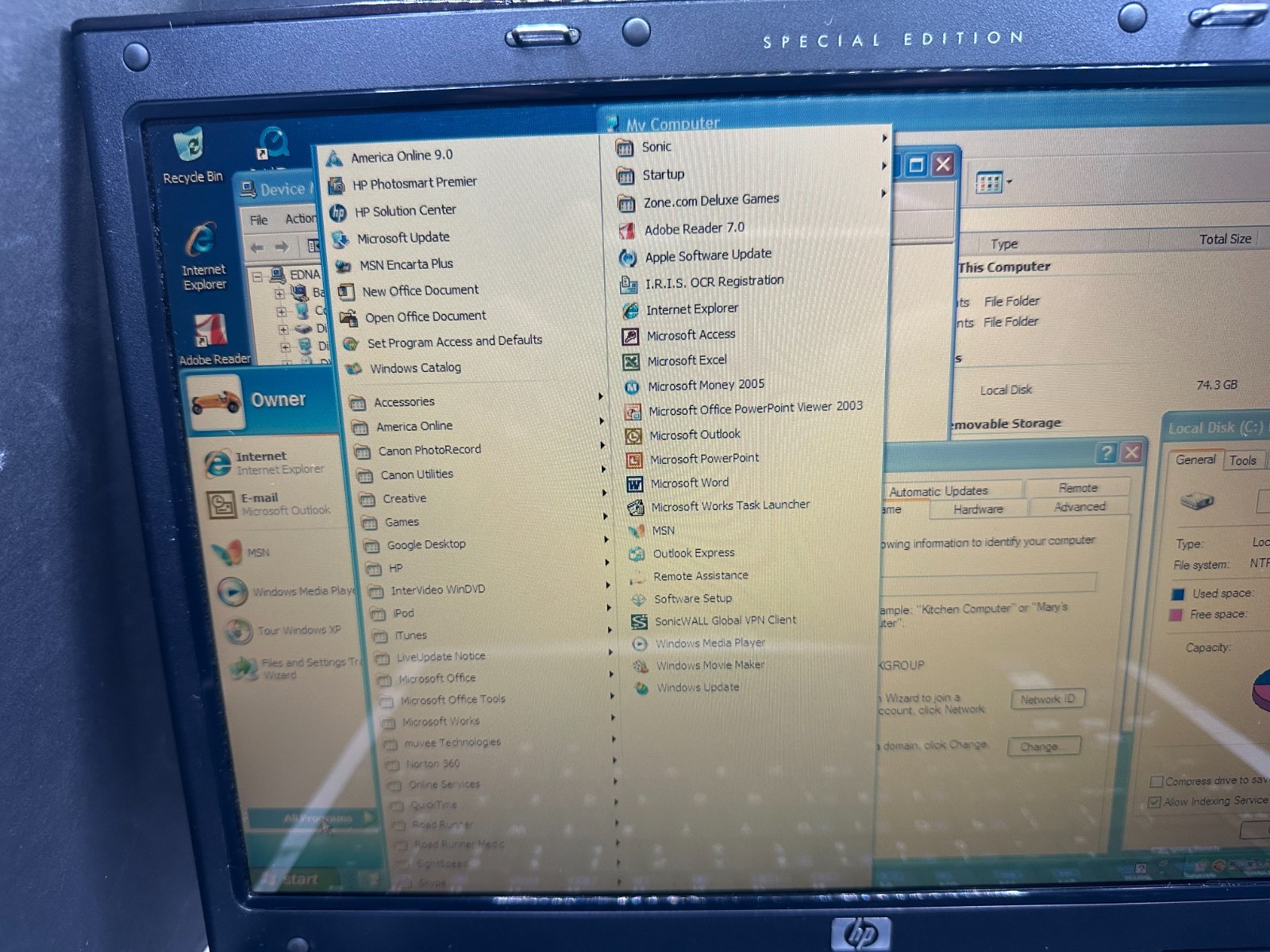 HP PAVILION SPECIAL EDITION DV1000 WIN XP LAPTOP, 80GB, 504MB, STRICTLY AS-IS