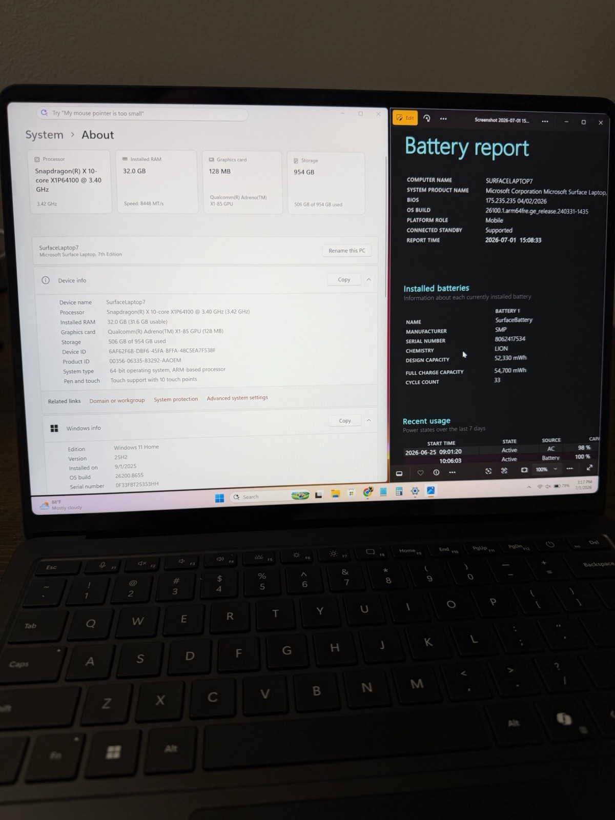 Microsoft Surface Laptop 13.8″ 7th Edition Snapdragon x Plus 32gb/1tb, Black