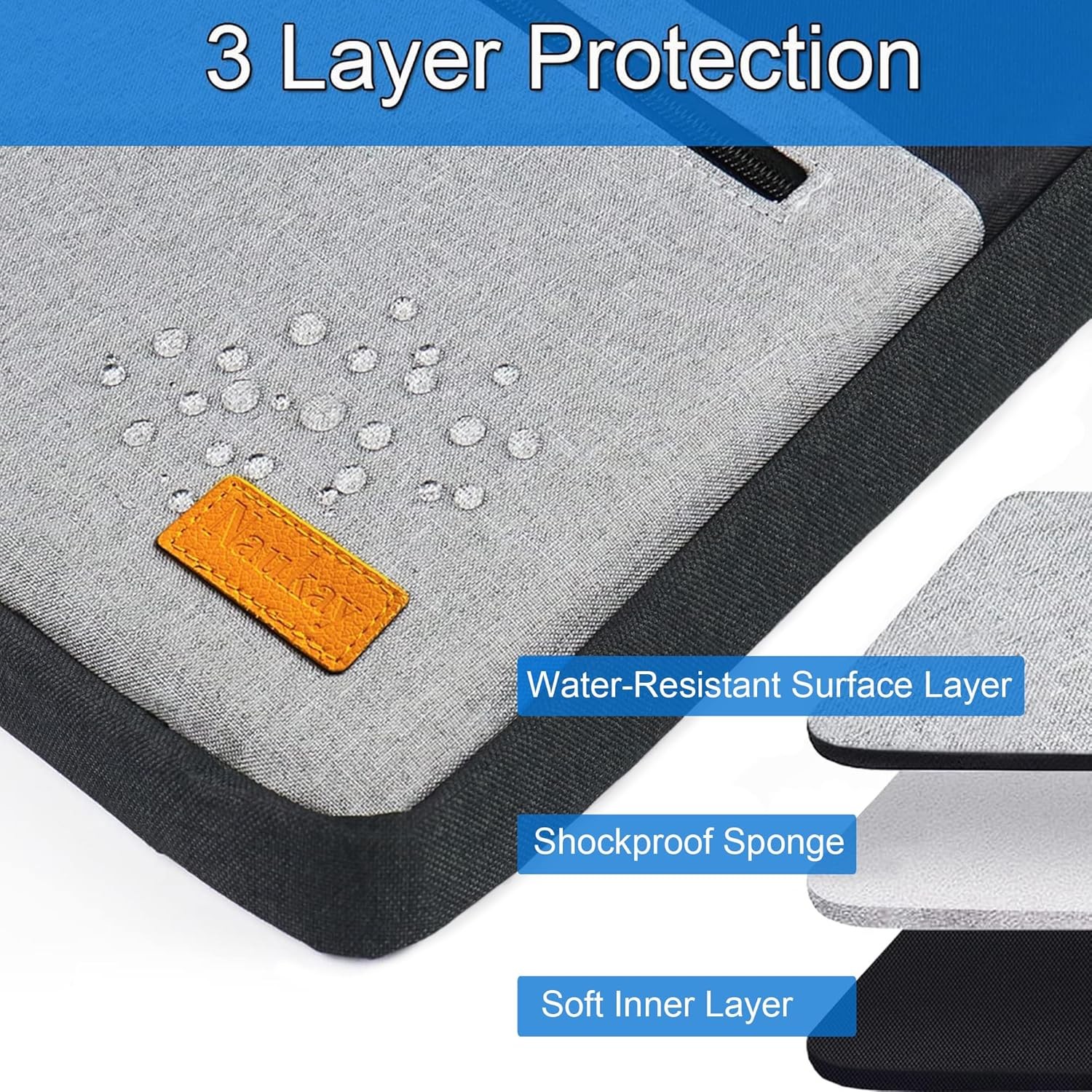 Shockproof Water Resistant 15.6 Inch Laptop Sleeve Briefcase Carrying Bag Black/