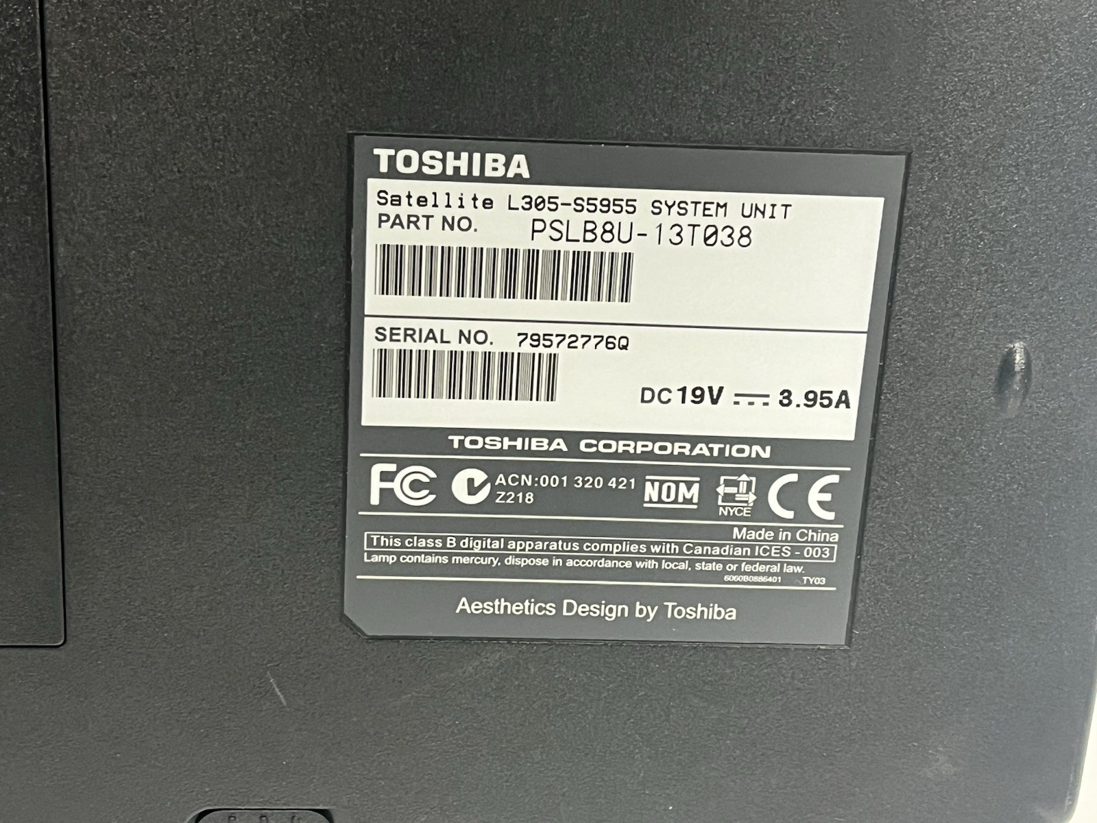 Toshiba Satellite L305-S5955 Intel Celeron CPU 900 2.20GHz 2GB Ram 160GB HDD