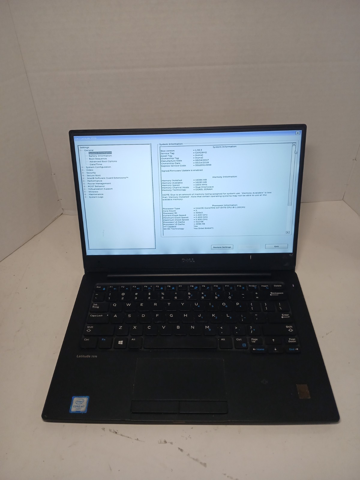 Dell Latitude 7370 m7-6Y75 16GB RAM No SSD/HDD/OS! BAD LCD #97