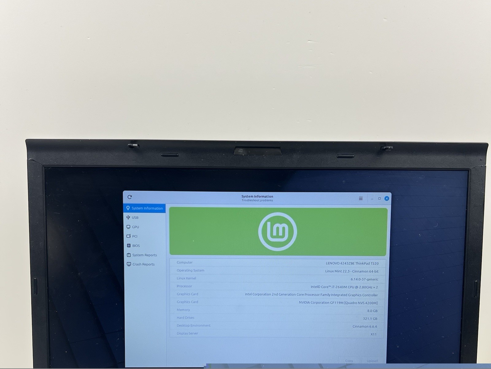 Lenovo ThinkPad T520 Intel i7-2640M 8GB 320GB HDD Linux Mint OS w/ Charger|ELP93