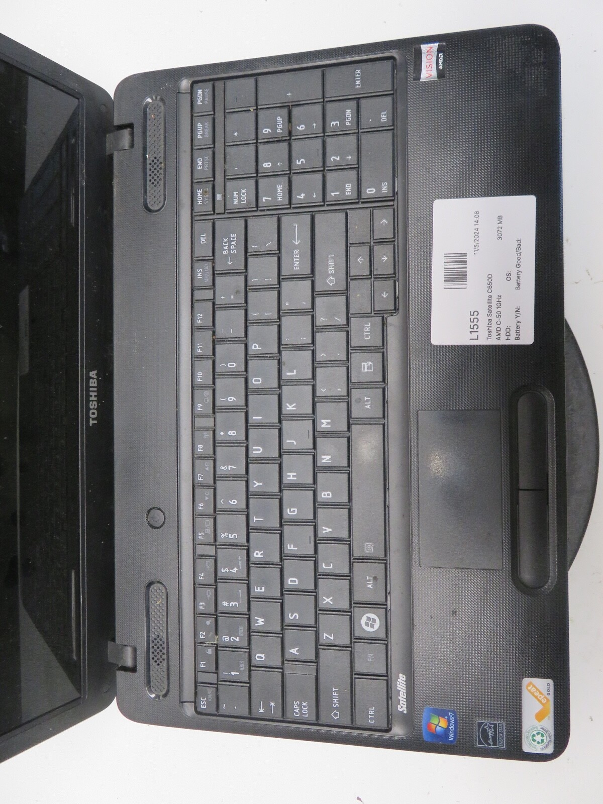 Toshiba Satellite C650D AMD C-50 1GHz 3072 MB NO HDD No Batt