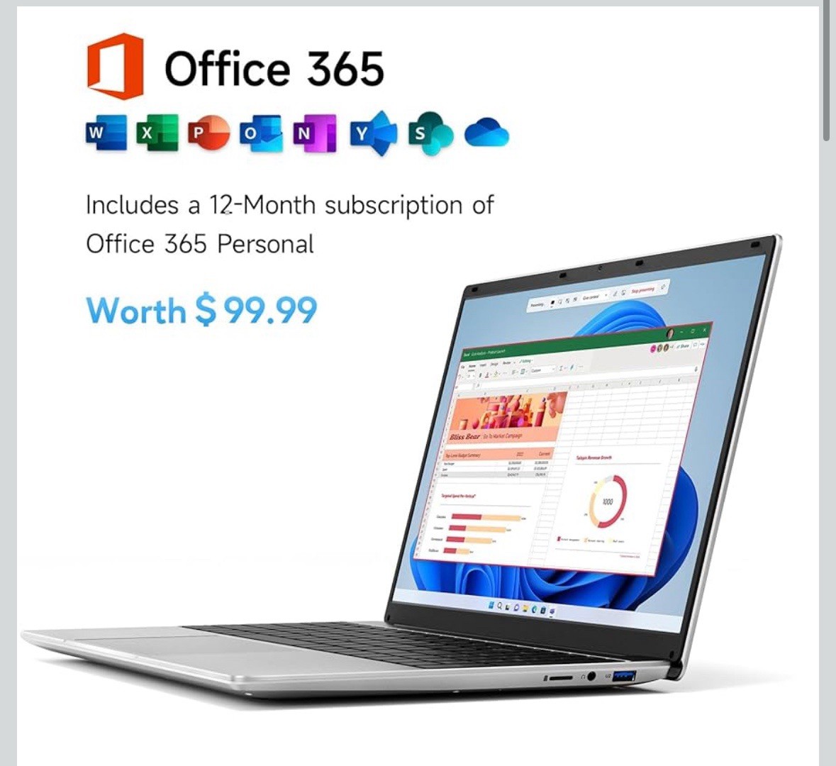 Jumper EZbook S7 15.6” Laptop | 4GB RAM 128GB SSD | Windows 11 + Office 365