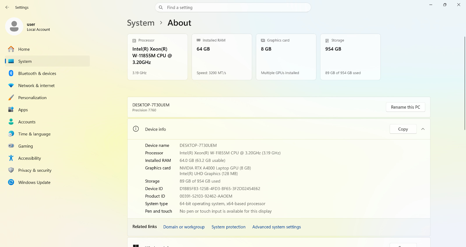 Dell Precision 7760 17″ NVIDIA RTX A4000 8GB 3.2GHz Intel Xeon W-11855M 64GB 1TB