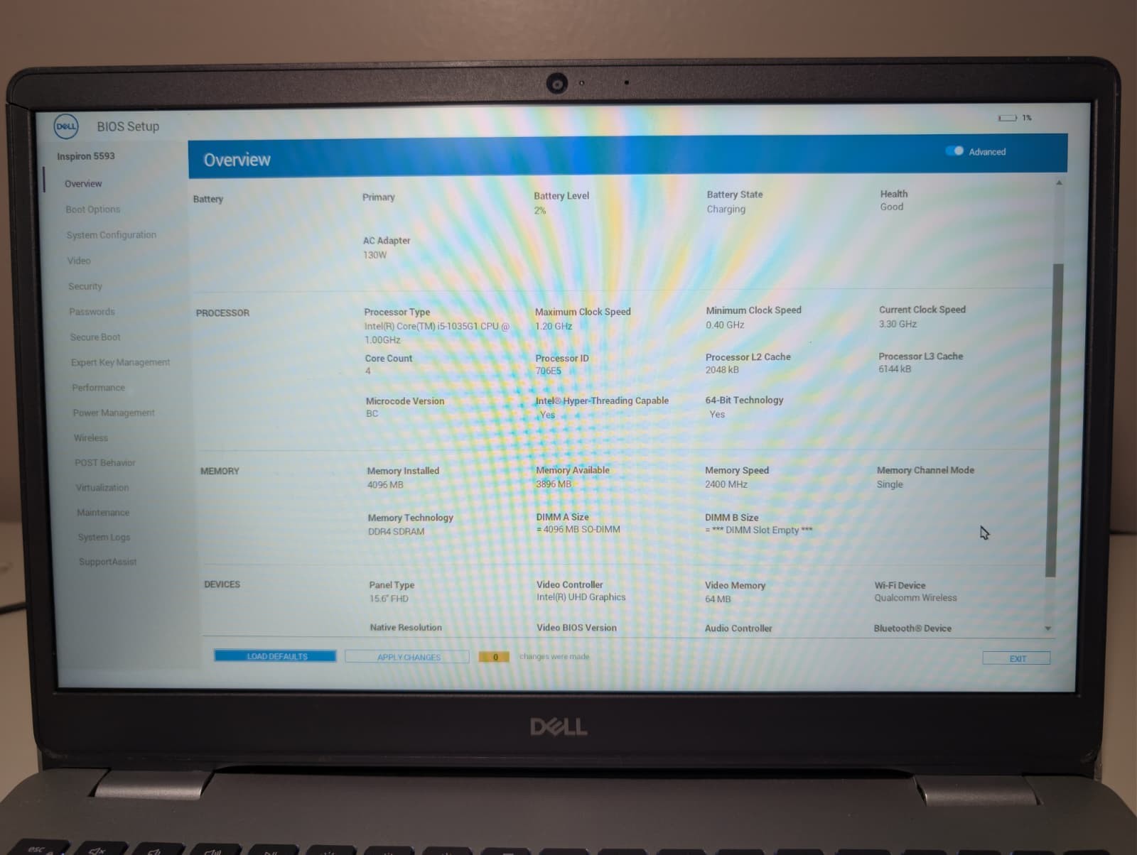 Dell Inspiron 5593 | i5 10th Gen NO RAM NO SSD | FHD Backlit FPS | Boot To Bios