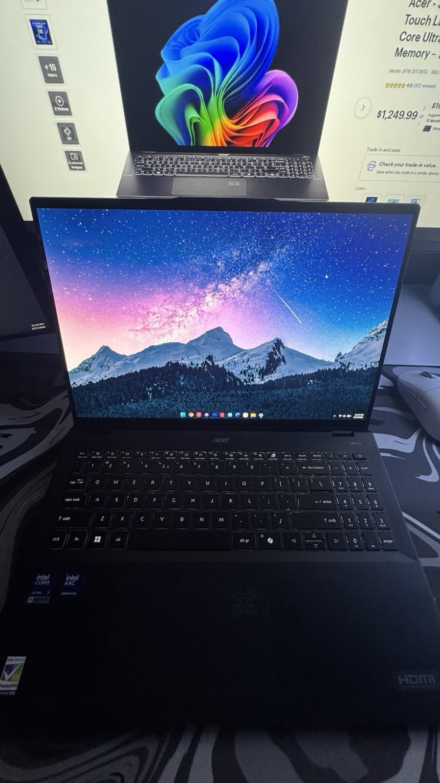 Acer Swift 16 Laptop Intel Core Ultra 7 Arc Graphics 16in SSD Win11 Black