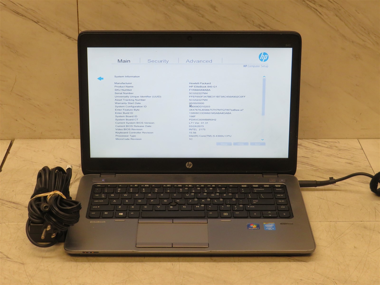 HP Elitebook 840 G1 Intel i5-4300u @ 1.90GHz 4GB NO SSD HDD 14″ AC