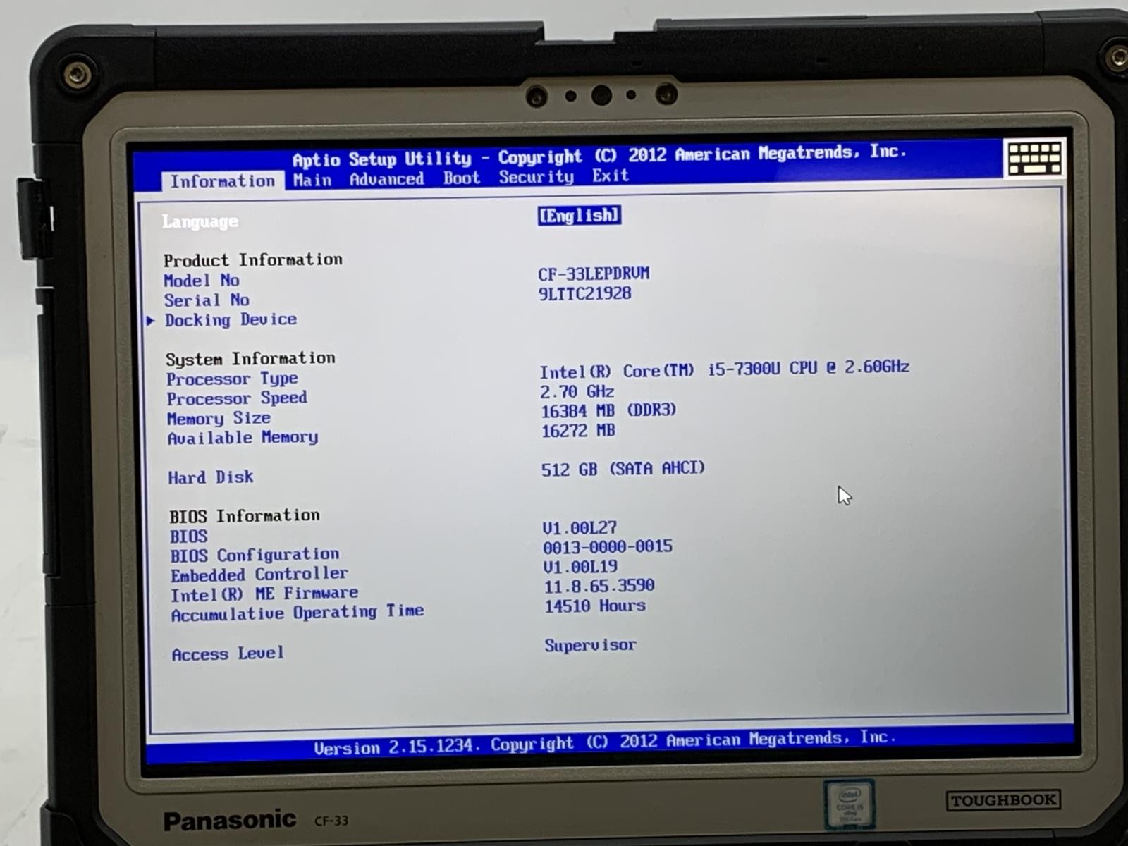 Panasonic ToughBook CF-33 i5 7th Gen 2.6Ghz 512GB SSD 16GB DDR3 Windows 11 Pro