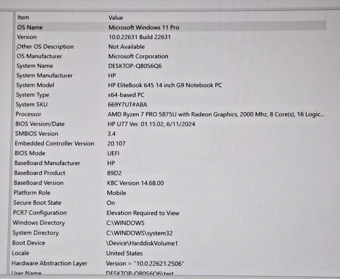 HP ELITEBOOK 645 G9 14″ FHD RYZEN 7 PRO 5875U 512GB SSD 16GB RAM W11P