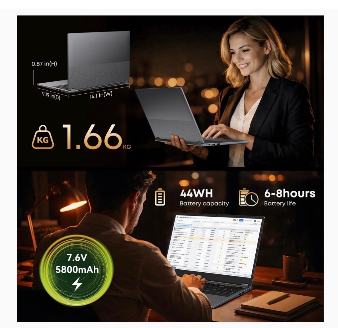 15.6″ Laptop Computer 2-in-1 AMD Ryzen 7430U, Win 11 Pro, MS Office 365, 16GB RM