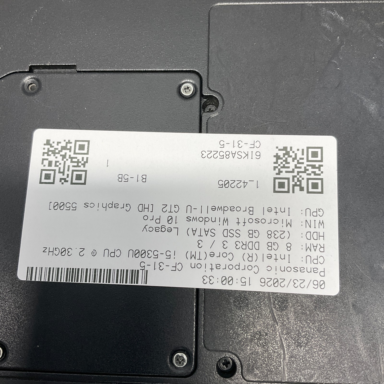 Panasonic CF-31 MK5 Intel i5-5300U, 2.70 GHz 8GB RAM 256GB SSD Windows 10 Pro