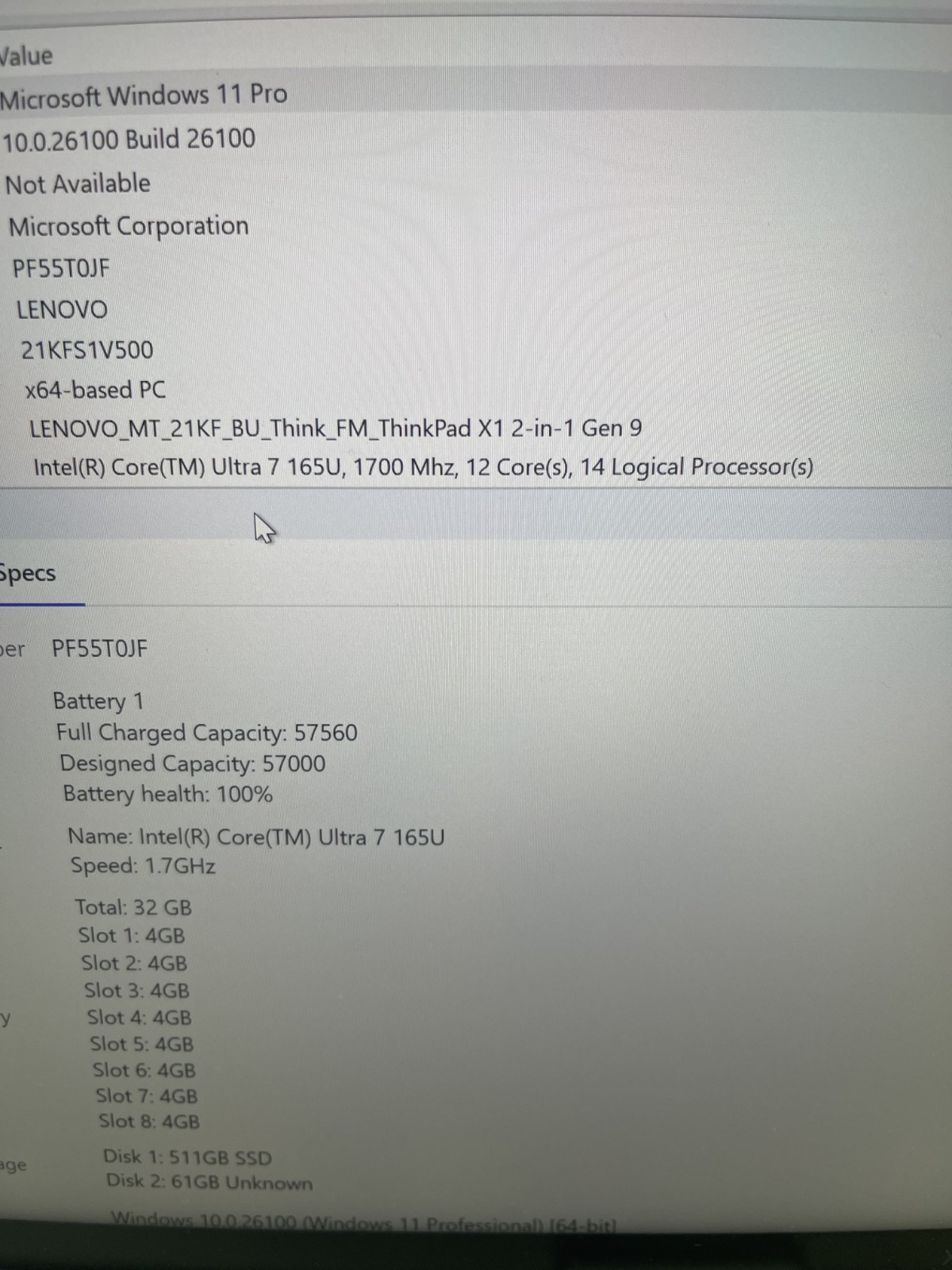 Lenovo ThinkPad X1 2-in-1 Gen 9 Touch Ultra 7 165U 1.70GHz 32 GB RAM 512 GB SSD