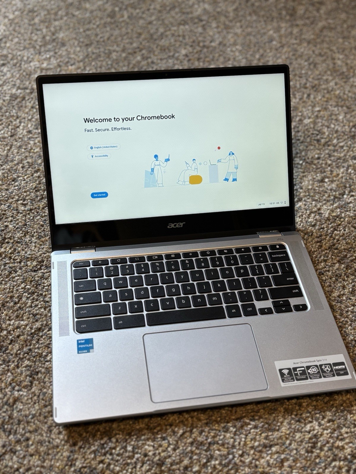 Acer Chromebook Spin 314 14″ Touchscreen Laptop Silver Wi-Fi 6 HDMI Webcam
