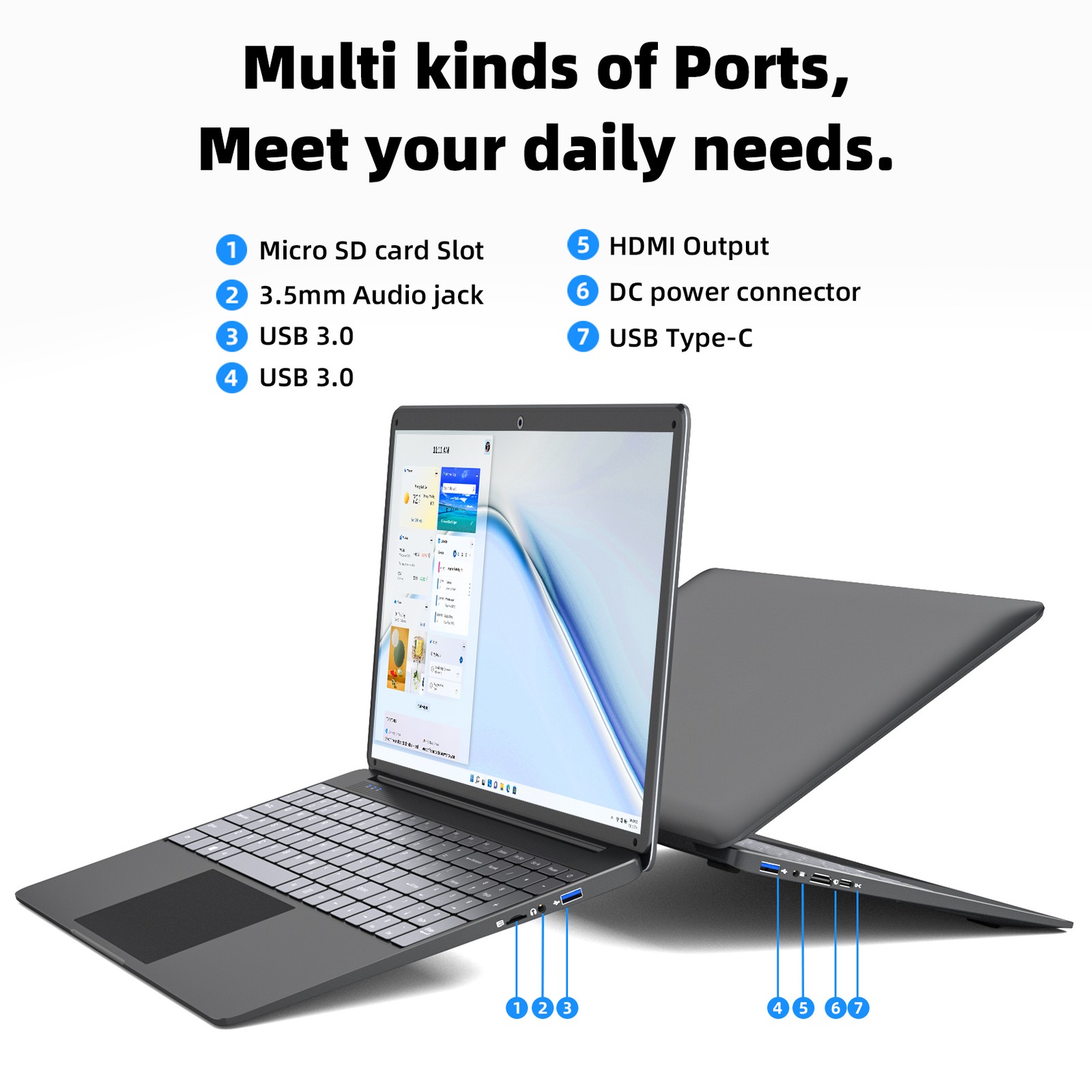 SGIN 15.6″ Full HD Laptop 7000mAh 8GB RAM 256GB SSD Windows 11 Intel J4105 WiFi5