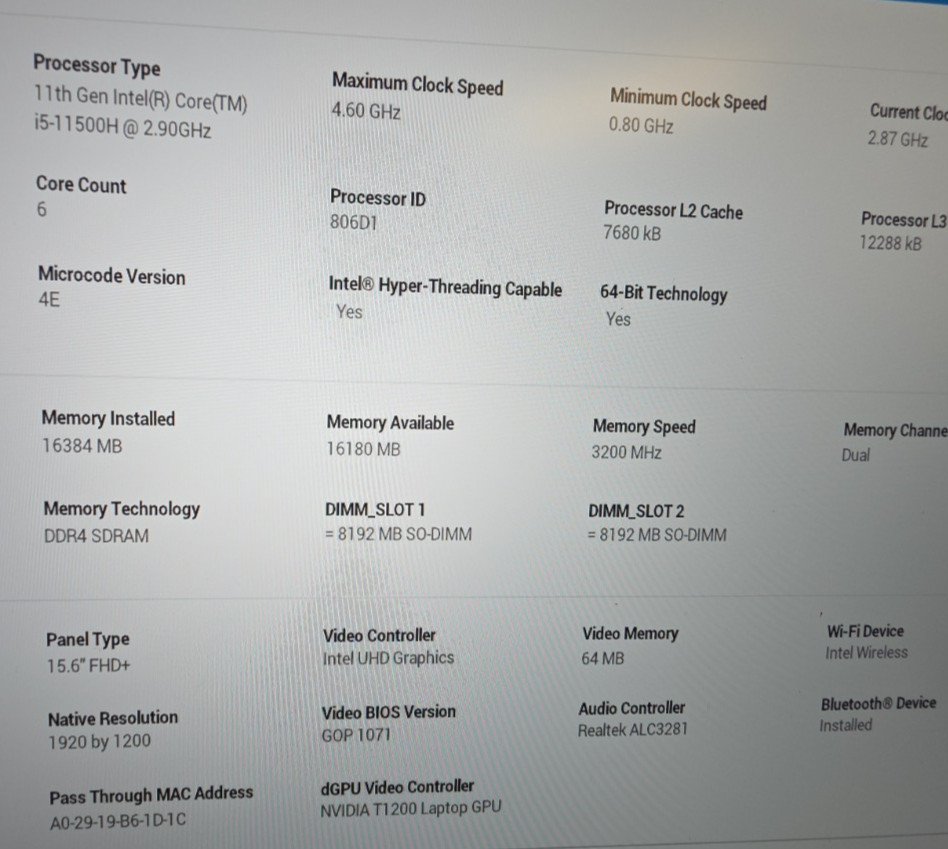 Dell Precision 5560| 15.6| Intel Core i5-11500H| 16GB RAM| 512GB SSD| Win 10 Pro