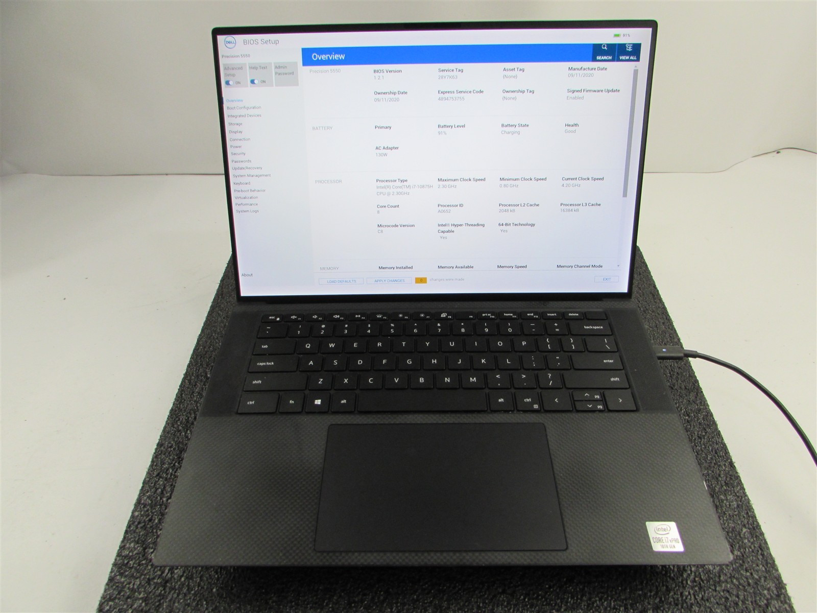 DELL PRECISION 5550 1920X1200 FHD CORE I7-10875H 512GB SSD 64GB RAM T2000 NO O.S