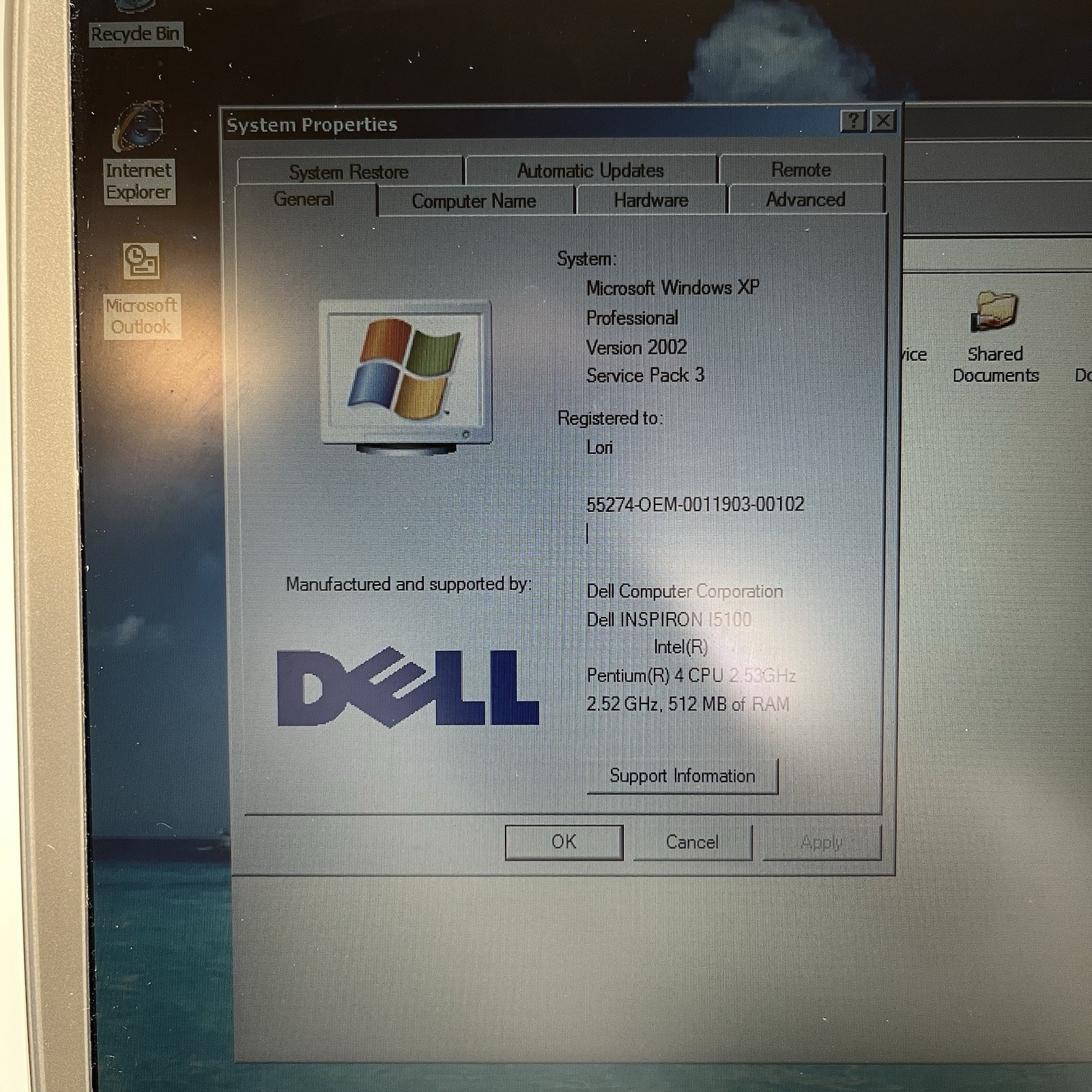 2002 Dell Inspiron 5100 14.1″ Laptop Pentium 4 2.53GHz 30GB Windows XP