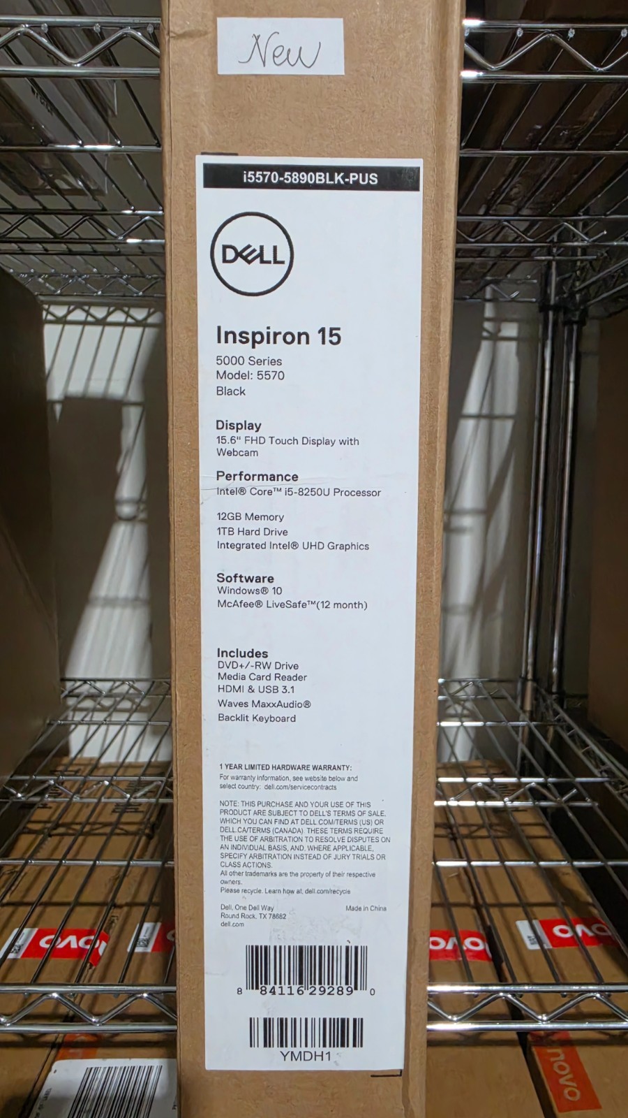 Dell Inspiron 15 5570 15.6″ (1TB, Intel Core i5 8th Gen., 1.60GHz, 12GB) Black