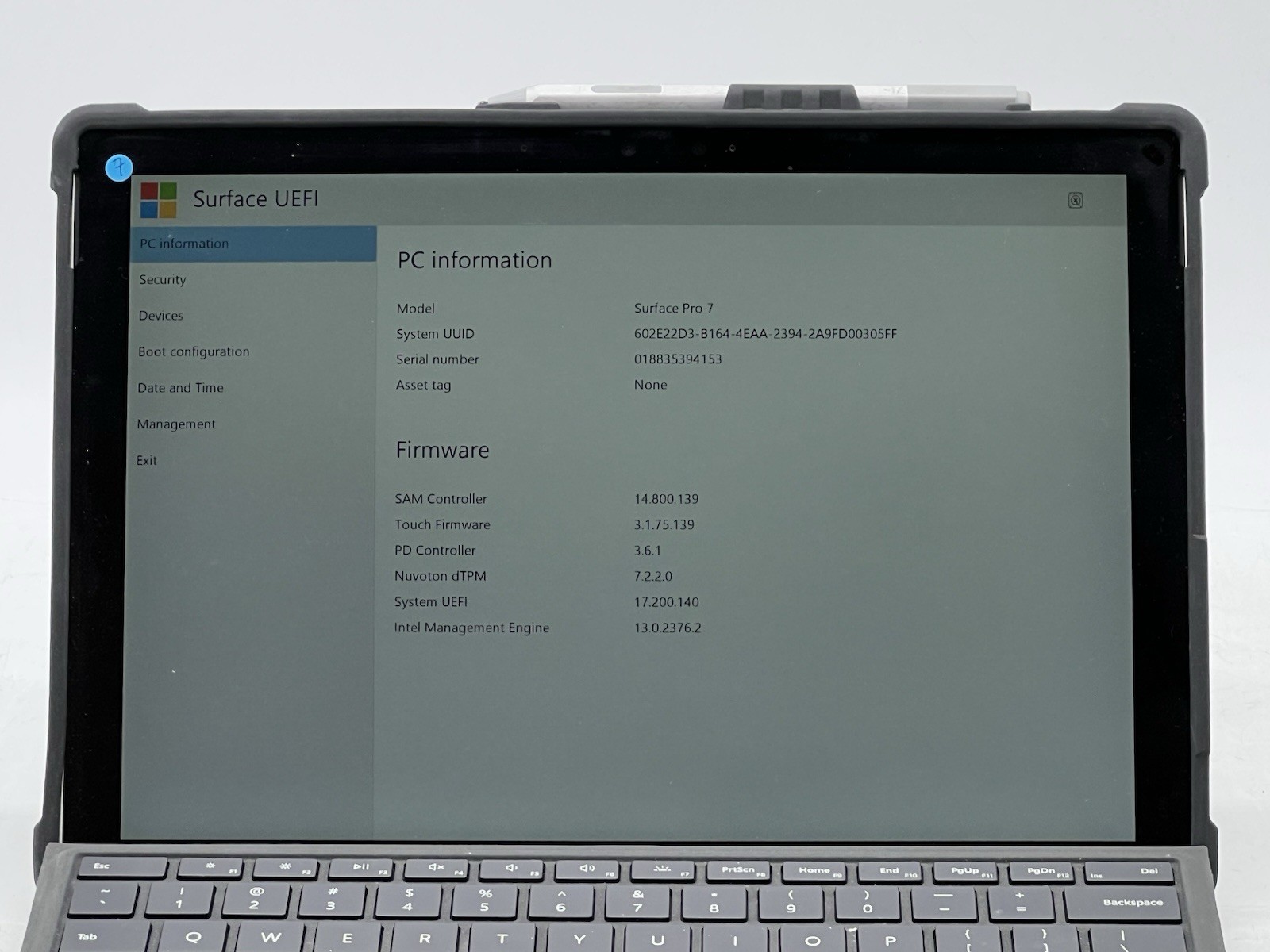 Microsoft Surface Pro 7, i3-1005G1, 1.20GHz, 4GB RAM, 128GB NVMe-w Pen-No OS/AC