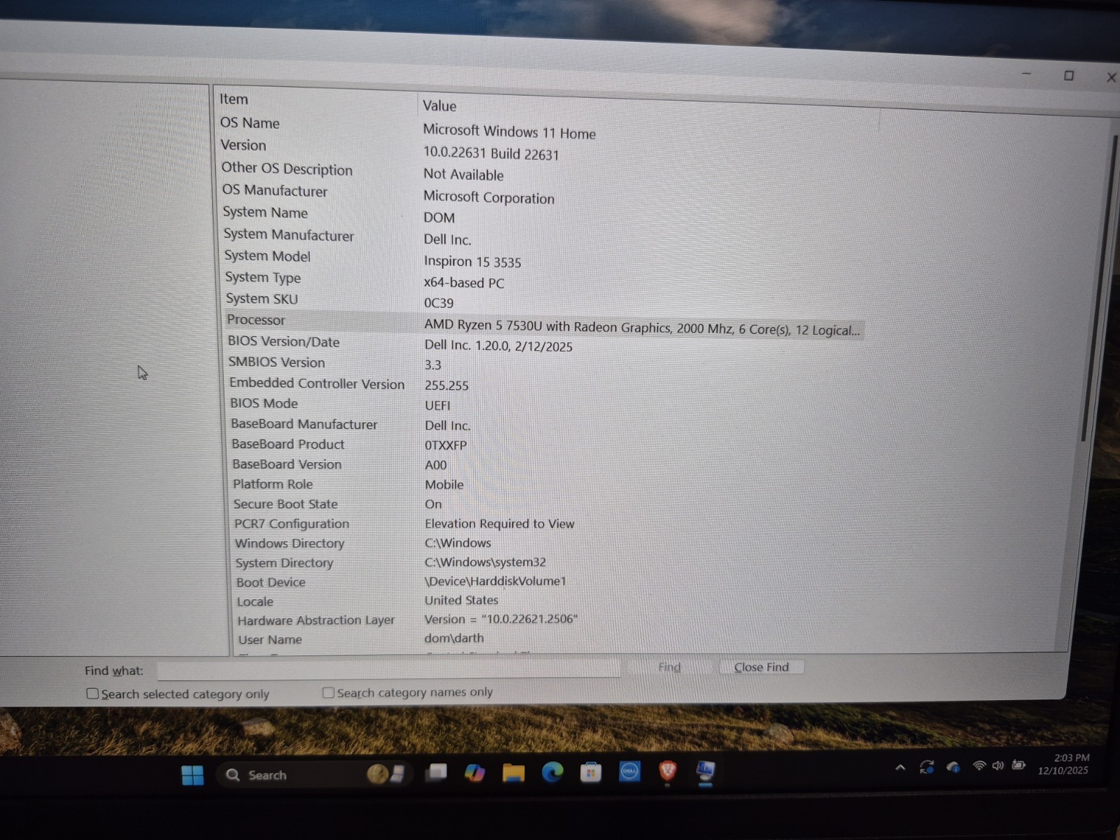 Dell Inspiron 15 3535 15.6″ AMD Ryzen 5-7520U, 8GB Ram, 512GB NVMe, Laptop
