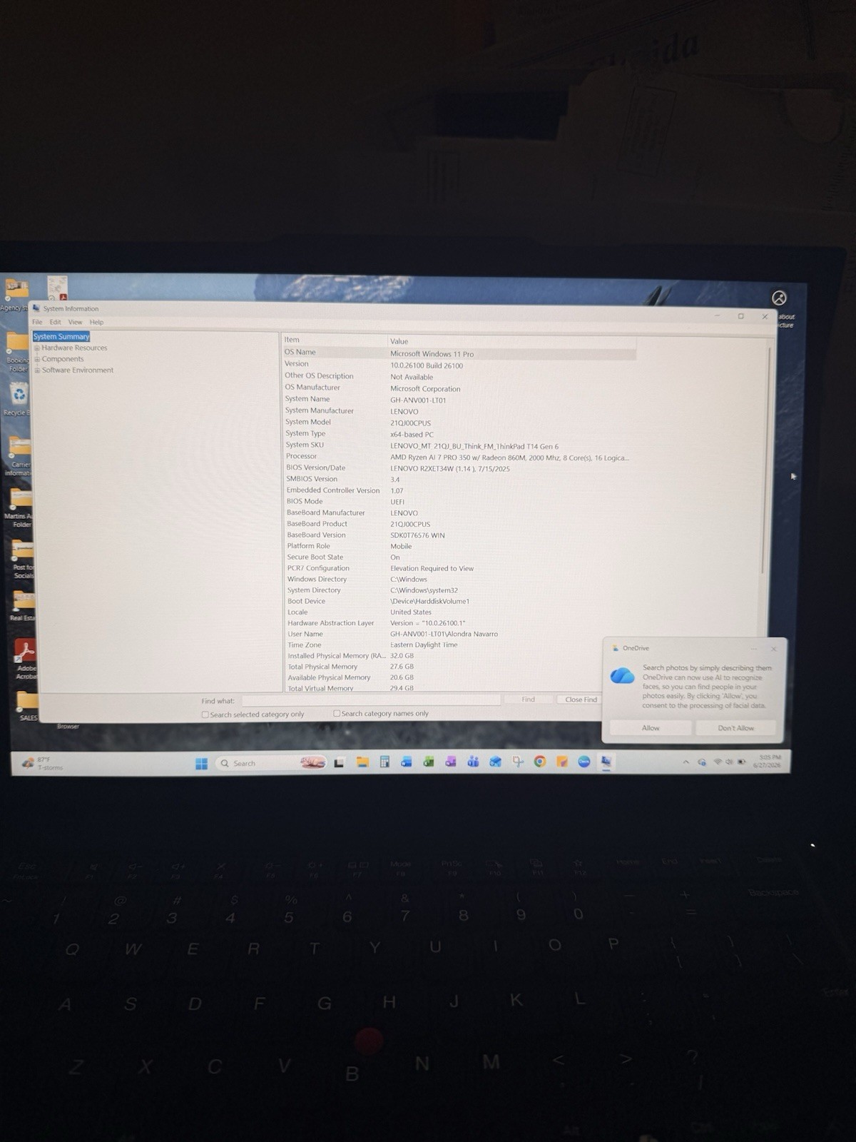 Lenovo ThinkPad T14 Gen 6 14in Ryzen 7 PRO 32GB 1TB SSD Touch Win 11 Pro